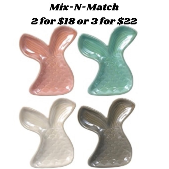 Pearlized Ceramic Mermaid Tail Decor Dish - Picture 5 of 6